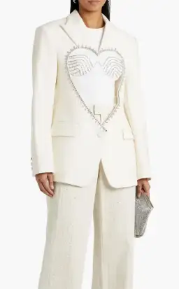 Area NYC Cutout Crystal-embellished Wool-blend Blazer White Size 8 for rent on The Volte - image 2