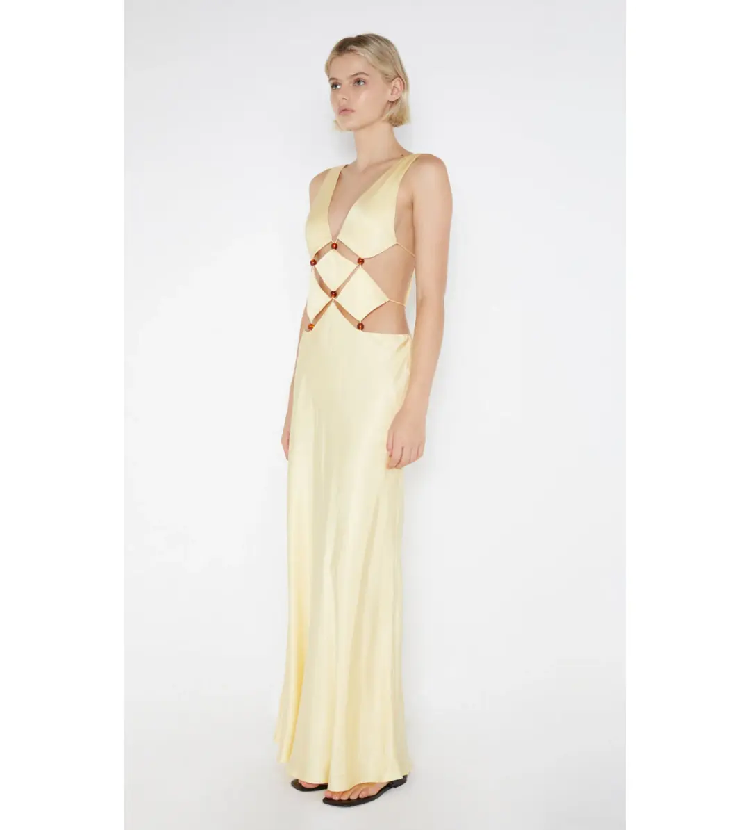 Bec & Bridge Agathe Diamond Dress Yellow Size 10 for rent on The Volte - main image