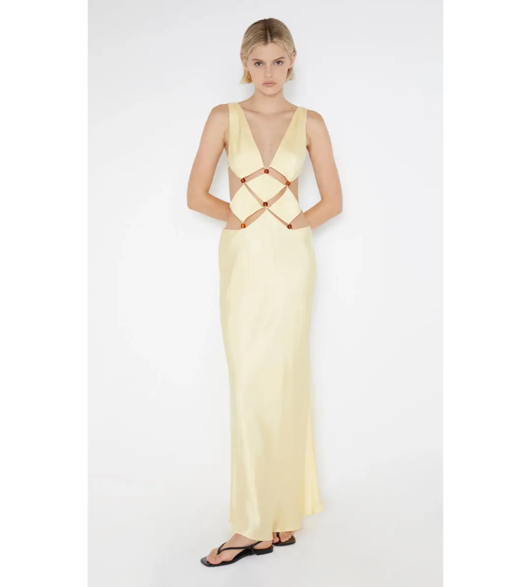 Bec & Bridge Agathe Diamond Dress Yellow Size 10 for rent on The Volte - main image