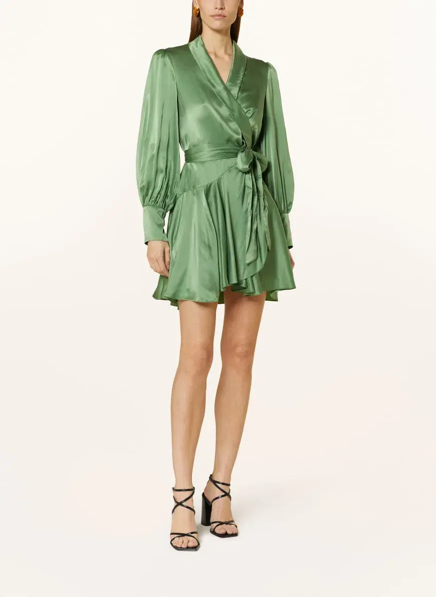 Zimmermann Silk Wrap Dress in Matcha Size 1/AU 10 for rent on The Volte - main image