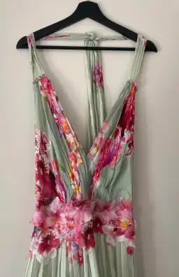 Alberta Ferretti Silk Floral Dress Green Size 8 for rent on The Volte - image 4