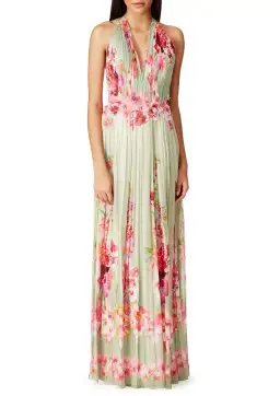 Alberta Ferretti Silk Floral Dress Green Size 8 for rent on The Volte - image 1