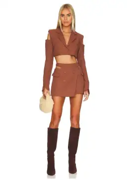 For Love & Lemons Alysa Crop Top and Mini Skirt Set Brown Size S / AU 8