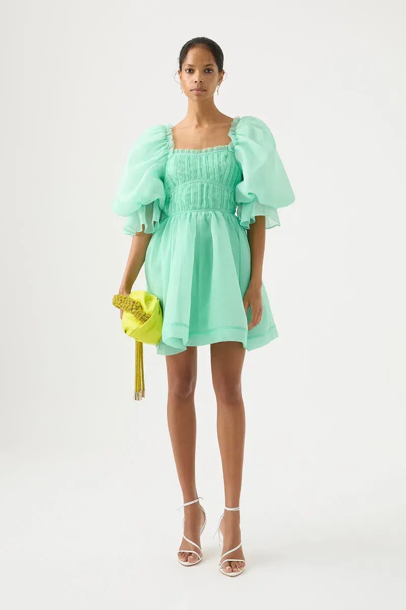 Aje Astrid Tie Back Dress Marine Green Size 12 for rent on The Volte - main image