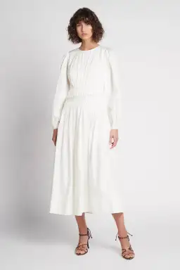 Aje Tidal Tucked Midi Dress Ivory Size 4 for rent on The Volte - image 1