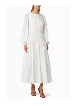 Aje Tidal Tucked Midi Dress Ivory Size 4 for rent on The Volte - image 2