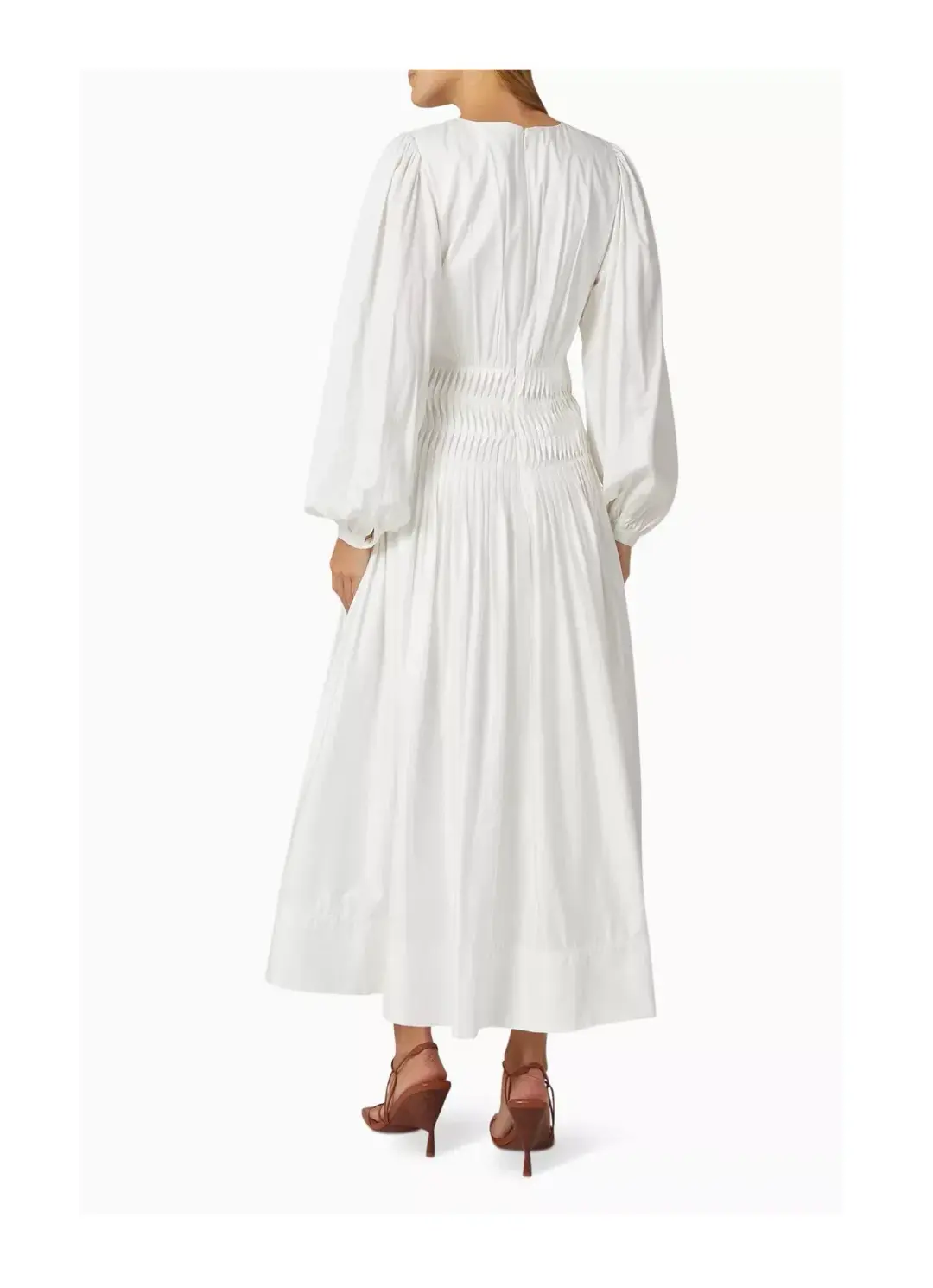 Aje Tidal Tucked Midi Dress Ivory Size 4 for rent on The Volte - main image