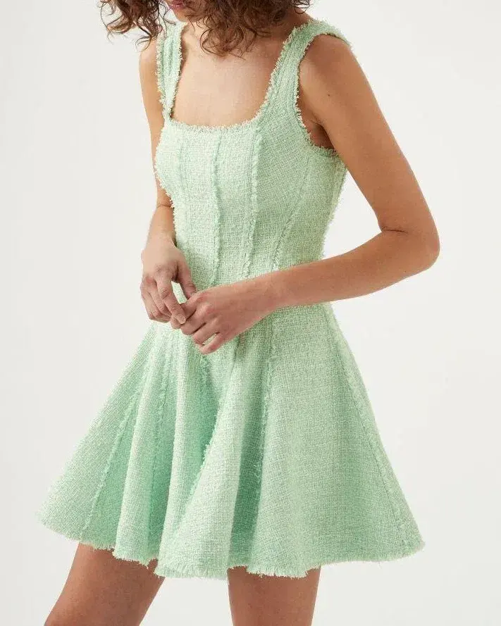 Aje Anais Boucle Mini Dress Mint Green Size 10 for rent on The Volte - main image