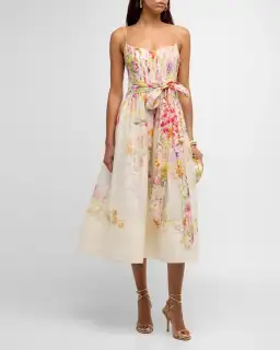 Zimmermann Natura Corset Midi Dress Kaleidoscope Garden Floral Size 1 / AU 10 for rent on The Volte - image 1