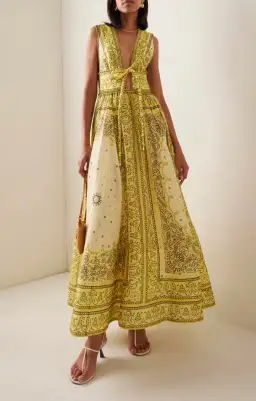 Zimmermann Matchmaker Bow Long Dress Yellow Bandana Size 1 / AU 10