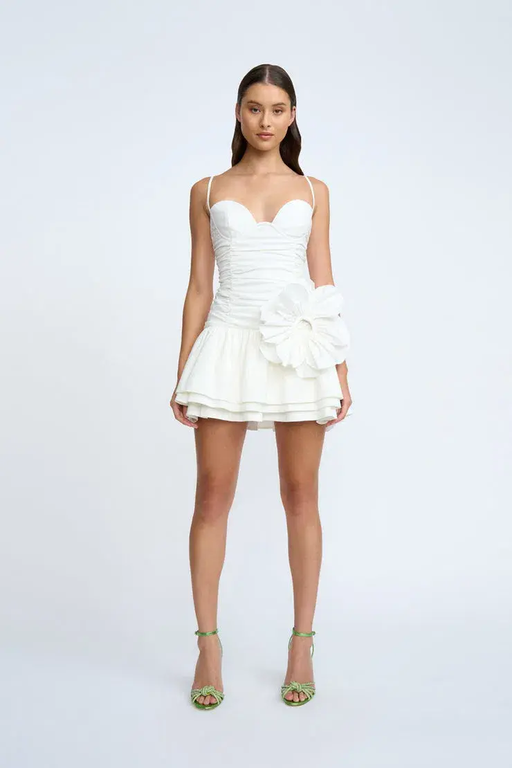 By Johnny Samantha Ruffle Mini Dress White Size 8 for rent on The Volte - main image