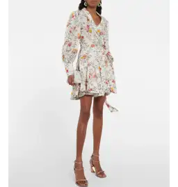 Zimmerman Linen Wrap Minidress Floral Size 1 / AU 10
