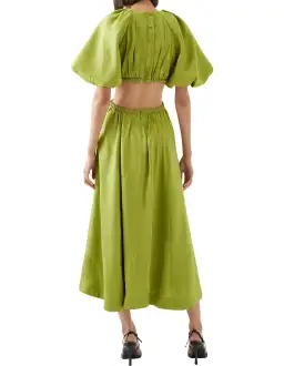 Aje Capucine Puff Sleeve Midi Dress Verdant Green Size M / AU 10 for rent on The Volte - image 5