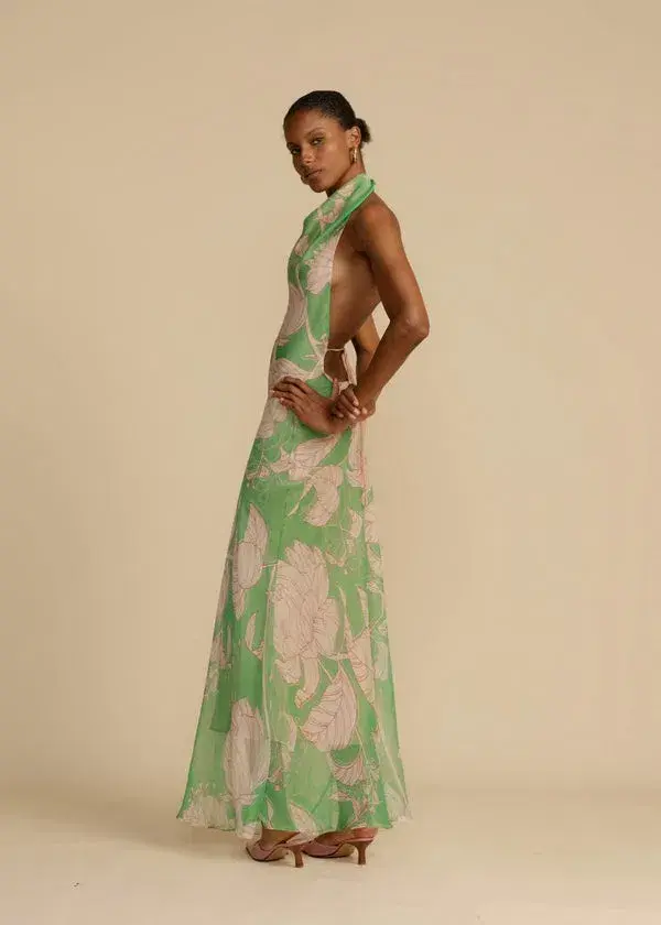 Arcina Ori Josephine Dress Green Floral Print Size S / AU 8 for rent on The Volte - main image