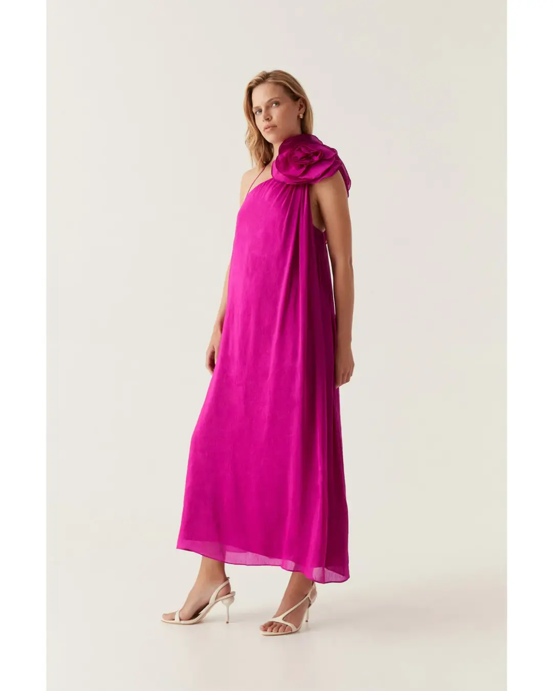 Aje Quintessa Flower Midi Dress in Deep MAgenta Size AU 14 for rent on The Volte - main image