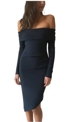 Bec & Bridge Florence Long Sleeve Off Shoulder Dress Navy Size 6 for rent on The Volte - image 2
