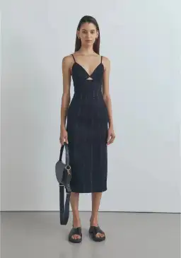 Viktoria & Woods Denim Midi Dress Black Size 8 for rent on The Volte - image 1