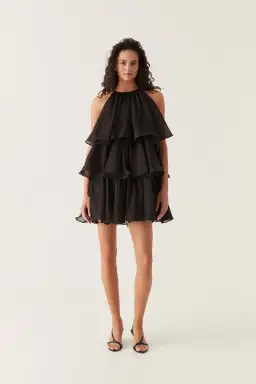 Aje Claudia Tiered Mini Dress Black Size 8 for rent on The Volte - image 1