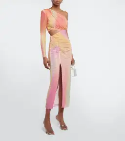 Self-Portrait Rhinestone Embellished One Shoulder Midi Dress Multi Size XS / AU 6 for rent on The Volte - image 1