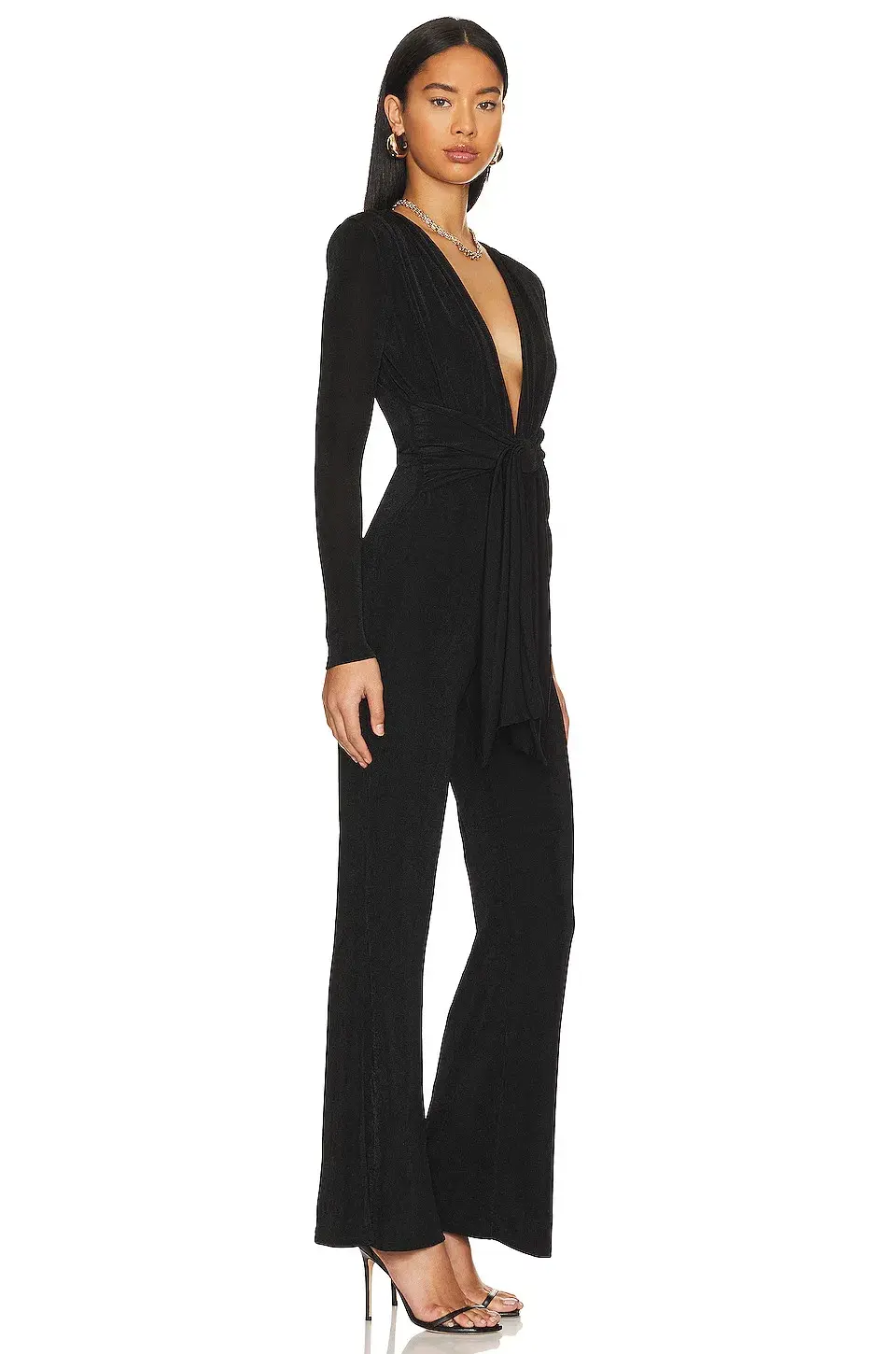MISHA Thelka Slinky Jersey Jumpsuit Black Size 8 for rent on The Volte - main image