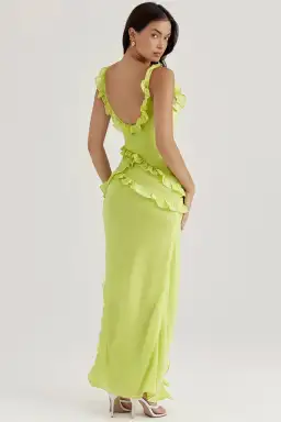 House of CB Pixie Ruffle Maxi Dress Lime Size L / AU 12 for rent on The Volte - image 3