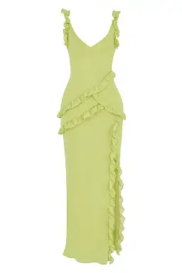 House of CB Pixie Ruffle Maxi Dress Lime Size L / AU 12 for rent on The Volte - image 7