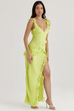 House of CB Pixie Ruffle Maxi Dress Lime Size L / AU 12 for rent on The Volte - image 6