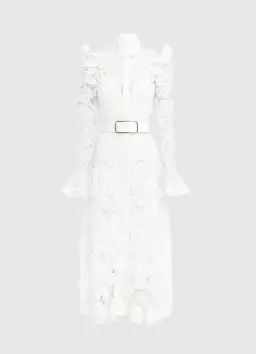 Leo Lin Aliyah Lace Butterfly Sleeve Midi Dress Snow Size 10 for rent on The Volte - image 2