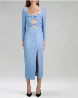 Self Portrait Rhinestone Cutout Midi Dress Blue Size S / AU 8 for rent on The Volte - image 2