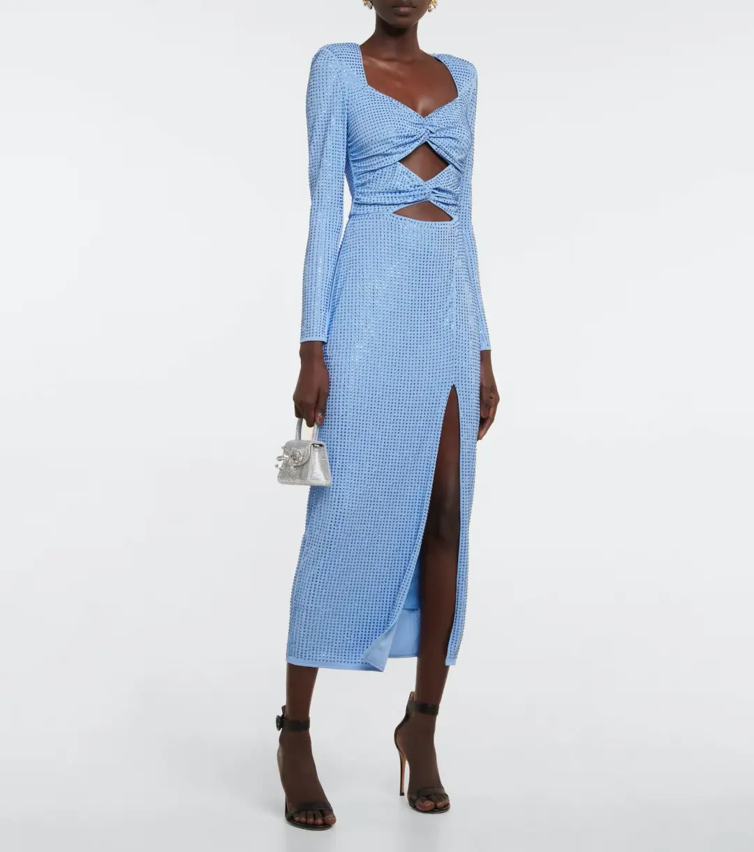 Self Portrait Rhinestone Cutout Midi Dress Blue Size S / AU 8 for rent on The Volte - main image