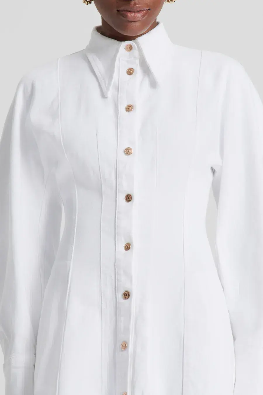 Scanlan Theodore Denim Cocoon Sleeve Mini Dress White Size 8 for rent on The Volte - main image