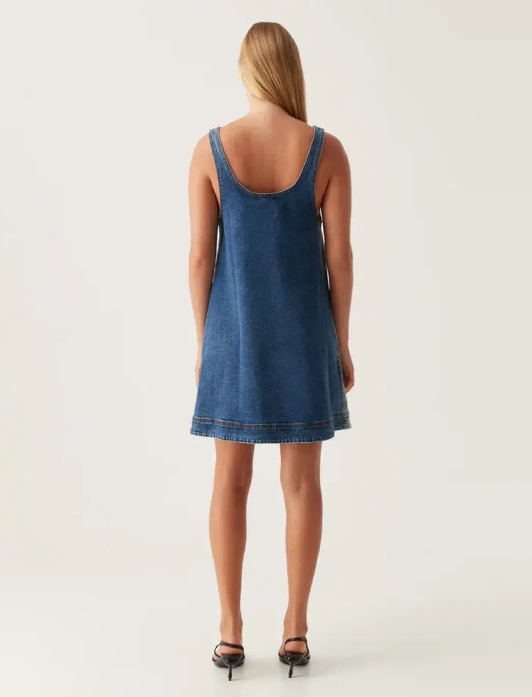 Aje Bambie Denim Mini Dress Two Tone Indigo Size 6 for rent on The Volte - main image