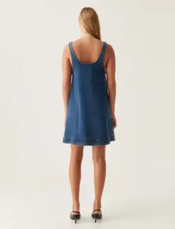 Aje Bambie Denim Mini Dress Two Tone Indigo Size 6 for rent on The Volte - image 2