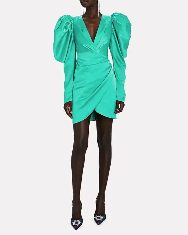 Acler Irwin Mini Dress Electric Green Size Au 10 - Image 1