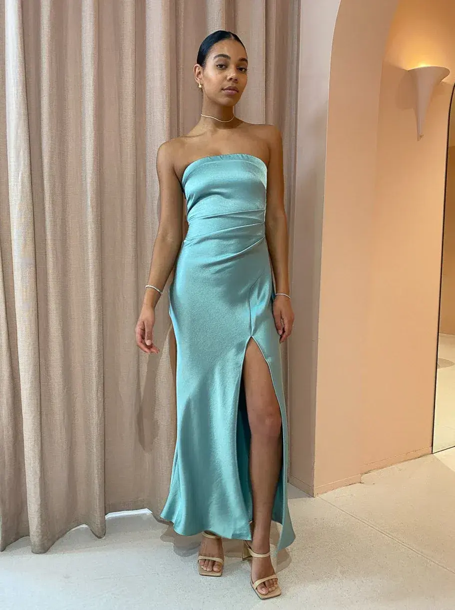 Bec & Bridge Symone Strapless Dress In Moss Green Size 10 for rent on The Volte - main image