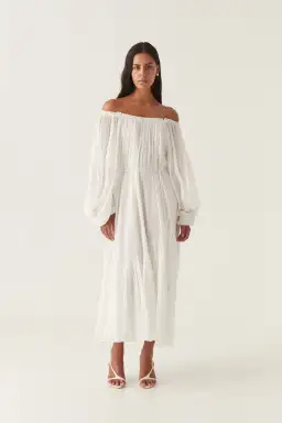 Aje Avani Smock Midi Dress Ivory Size 12