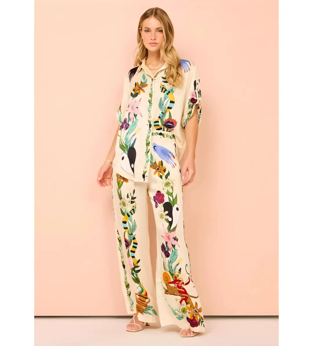 Alemais Meagan Silk Shirt & Pants Set Print Size 12 for rent on The Volte - main image