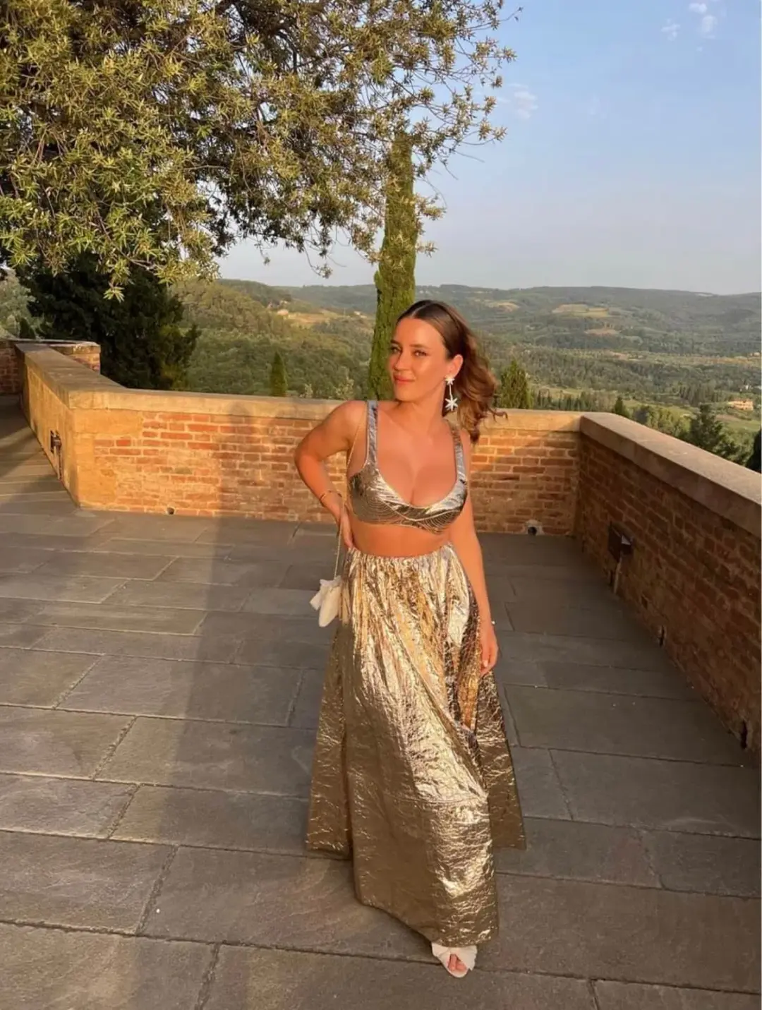 Zimmermann The Coaster Foil Bralette Size 0 & Maxi Skirt Size 1 Set In Gold for rent on The Volte - main image