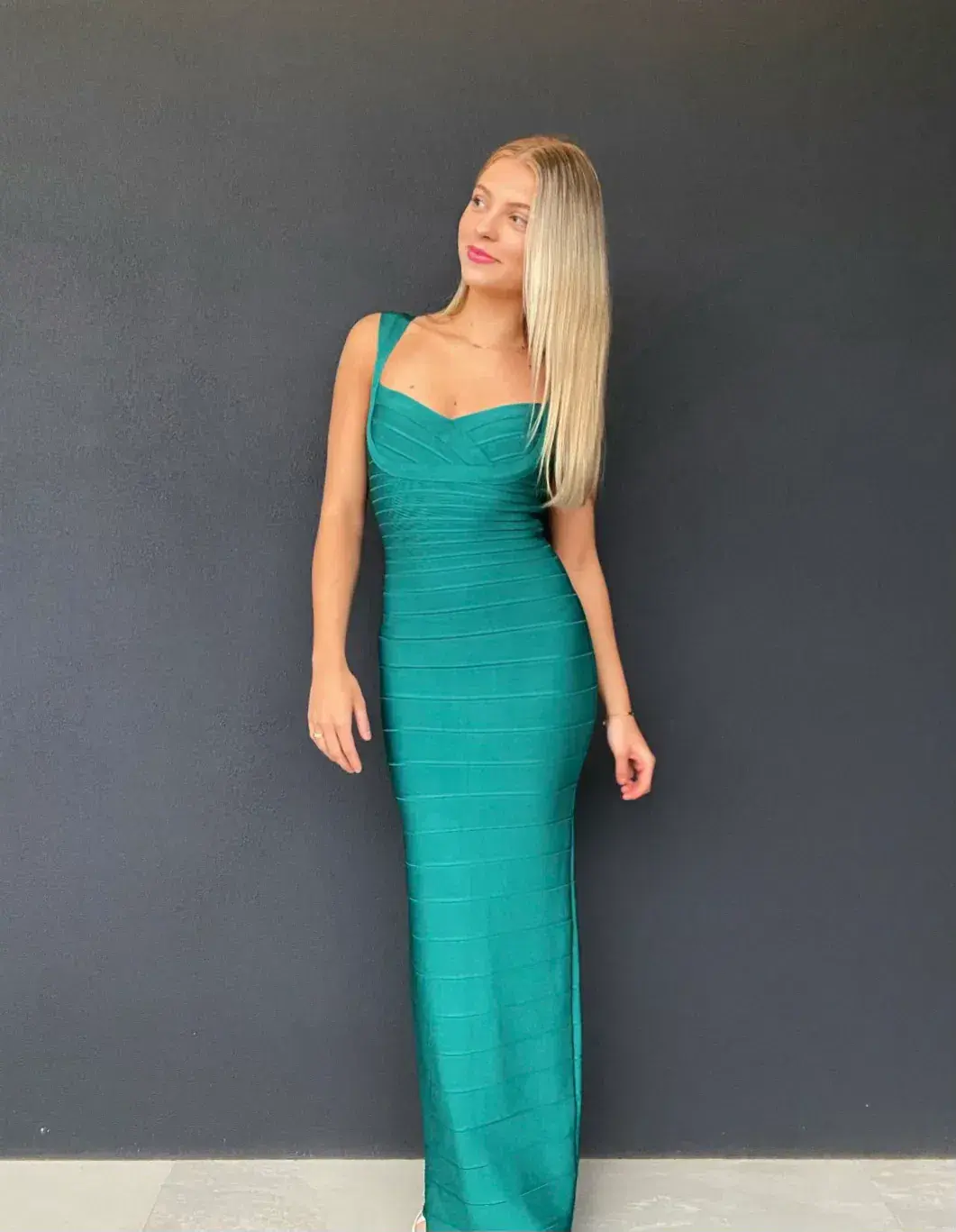 Herve Leger Bandage Gown in Emerald Size S / AU8 for rent on The Volte - main image