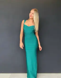 Herve Leger Bandage Gown in Emerald Size S / AU8 for rent on The Volte - image 3