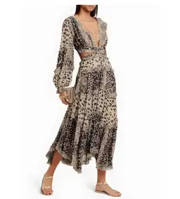 Zimmermann Allia Cut Out Maxi Dress Leopard Print Size 8-10 for rent on The Volte - image 1