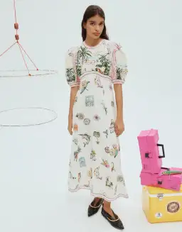 Alemais Sunset Midi Dress Multi Size 10