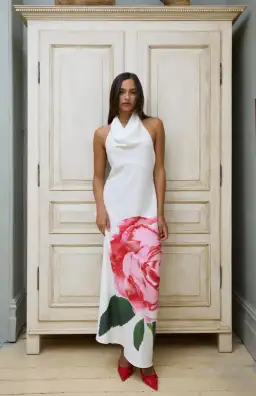 With Harper Lu Cowl Slip Dress White Rose Size XS / AU 6 for rent on The Volte - image 2