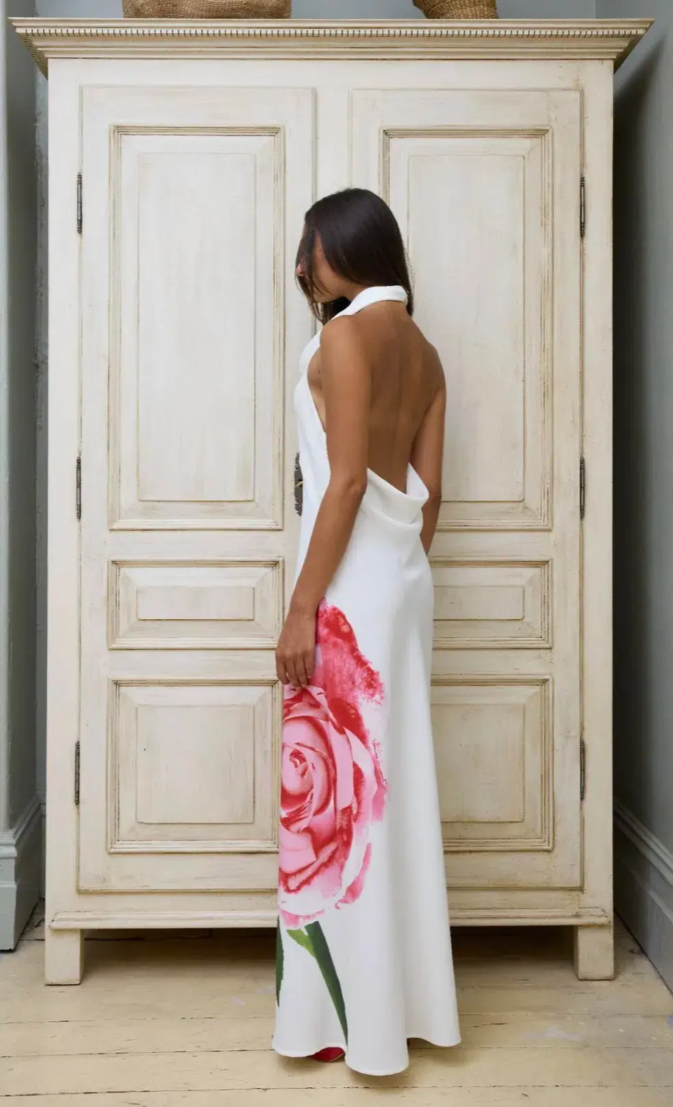 With Harper Lu Cowl Slip Dress White Rose Size XS / AU 6 for rent on The Volte - main image