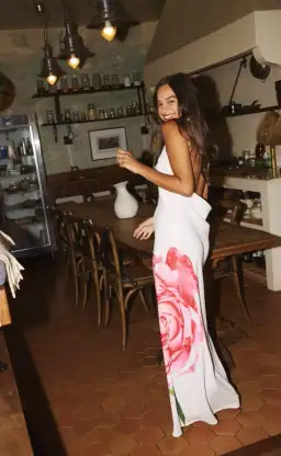 With Harper Lu Cowl Slip Dress White Rose Size XS / AU 6 for rent on The Volte - image 5