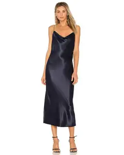 Bec & Bridge Sirens Satin Midi Dress Navy Size AU 8