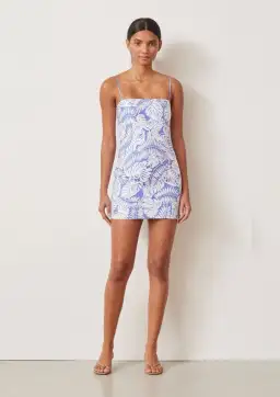 Bec & Bridge Banana Leaf Sleeveless Mini Dress Blue Size 8 for rent on The Volte - image 1