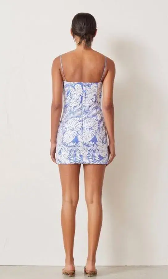 Bec & Bridge Banana Leaf Sleeveless Mini Dress Blue Size 8 for rent on The Volte - main image