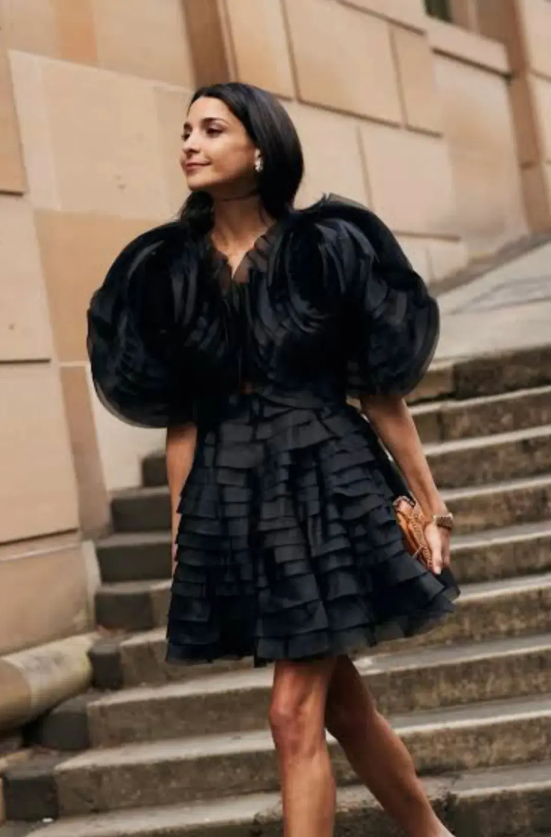 Aje Amour Ruffle Mini Dress Black Size 8 for rent on The Volte - main image