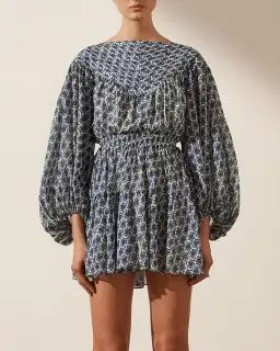 Shona Joy Daniela Pin Tuck Balloon Sleeve Mini Dress Print Size 6 for rent on The Volte - image 2